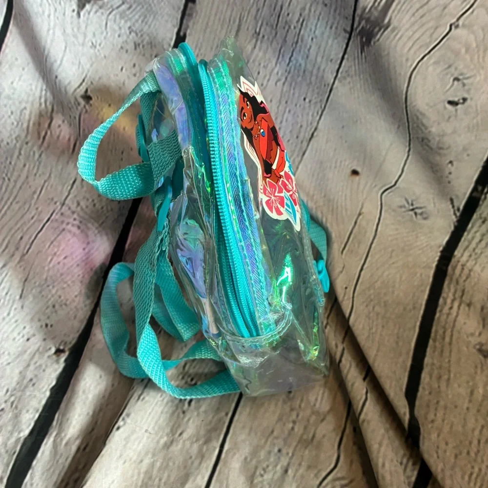 Disney Moana Clear‎ Teal Iridescent Glitter Confetti Mini Backpack DisneyCore